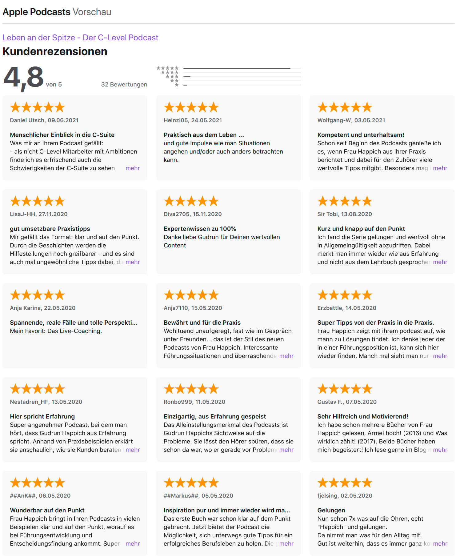 Leben an der Spitze Podcast - Bewertungen auf iTunes